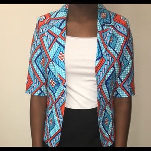 Ankara Blazer blue and orange small and fitted